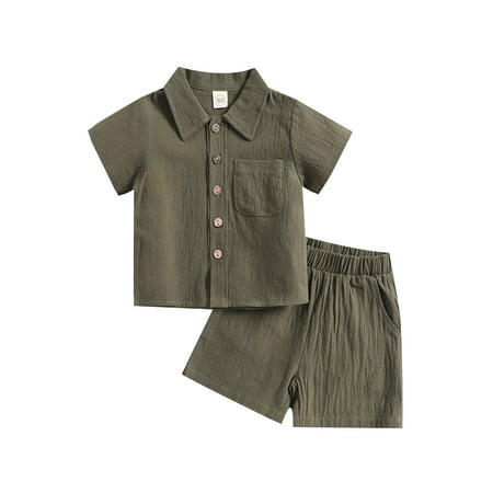 

Meihuid Baby Boy Gentleman Formal Suit Short Sleeve Button Down Shirt Tops Shorts Pants