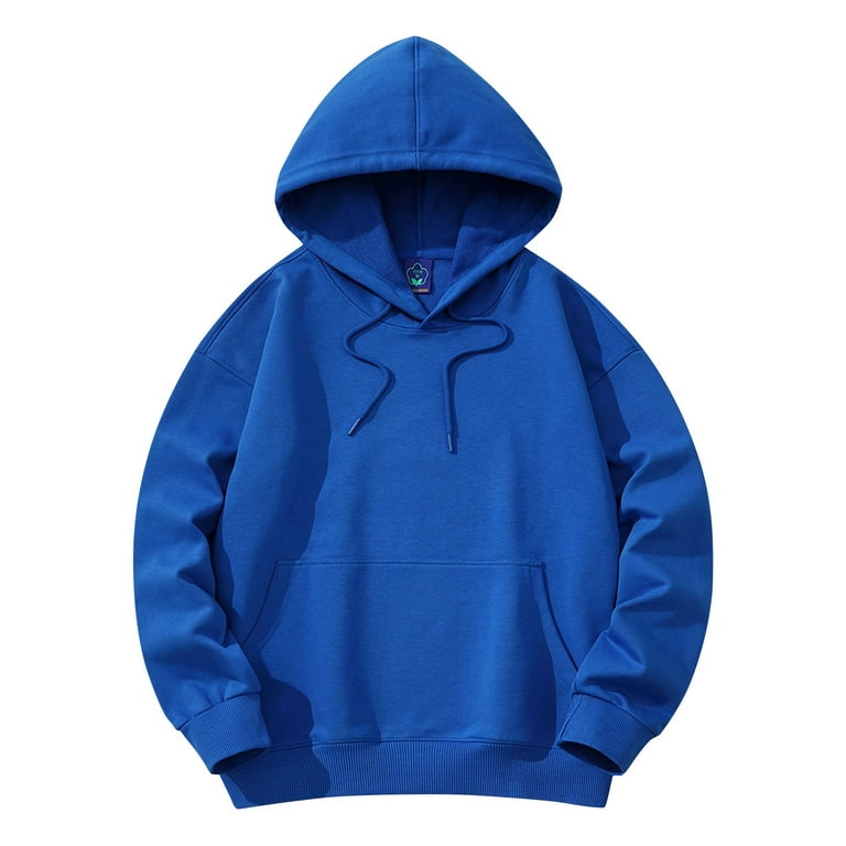 Qwertyu Hoodie T Shirts for Men Drawstring Y2k Pocket Lightweight Long  Sleeve Graphic Hooded Thin Cute Sweatshirts Men Royal Blue 6XL