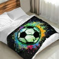 thumbnail image 5 of Soccer Blankets and Throws - 50x40 Inches Sport Throw Blanket for Boys Kids Teens - Black Soccer Gifts for Soccer Lovers, 5 of 6