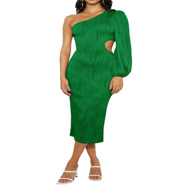Robe de Soirée Élégante Plissée à une Épaule Découpée pour Femmes