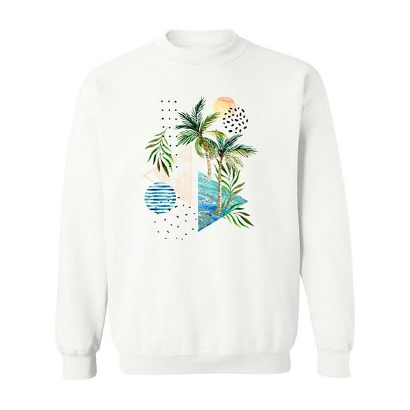 Abstract Watercolor Palm Trees . Sweatshirt Men -Image by Shutterstock, Male 4X-Large