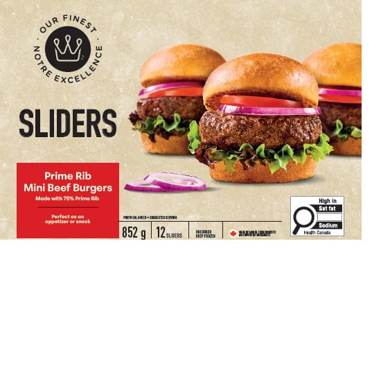 Our Finest Prime Rib Mini Beef Burgers (Sliders), 852 g (12 sliders)