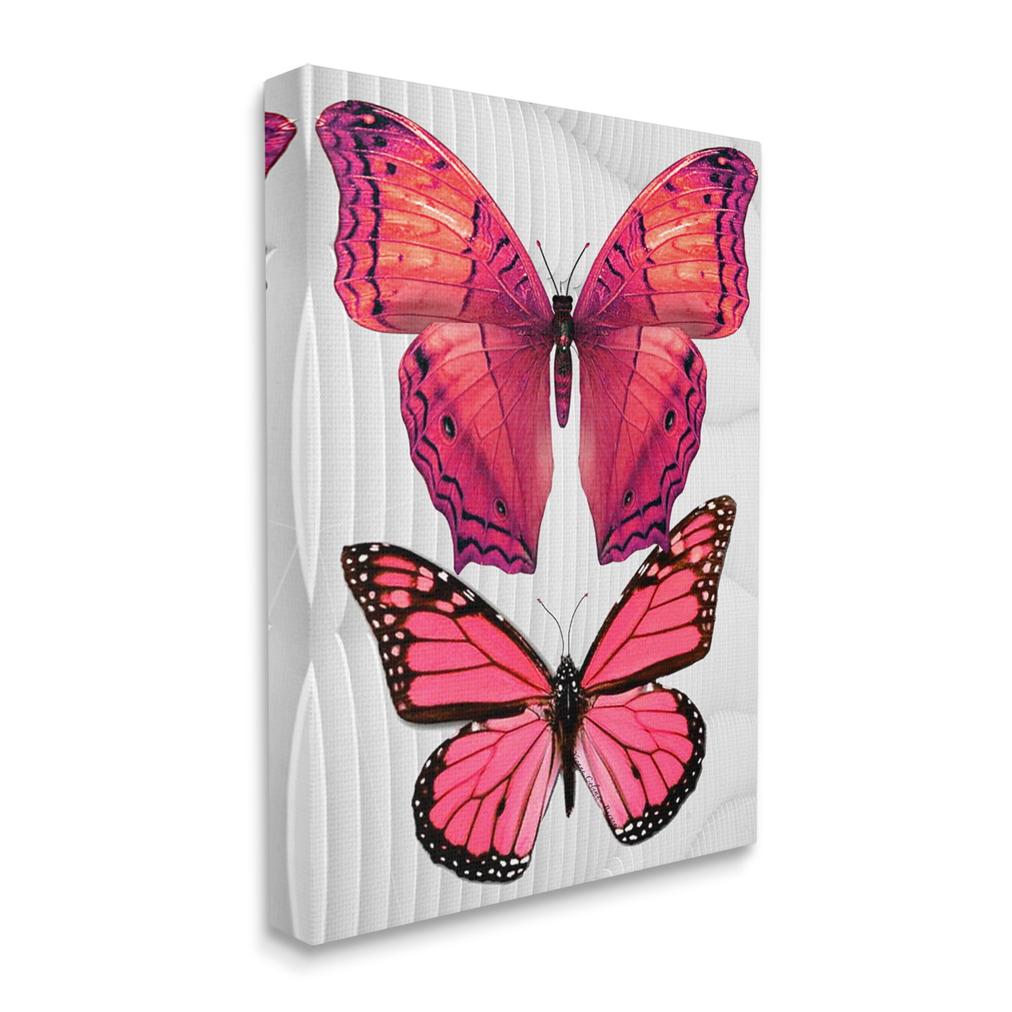 Stupell Industries Modern Pink Butterflies Animals & Insects Painting Gallery Wrapped Canvas Print Wall Art, 30 x 40