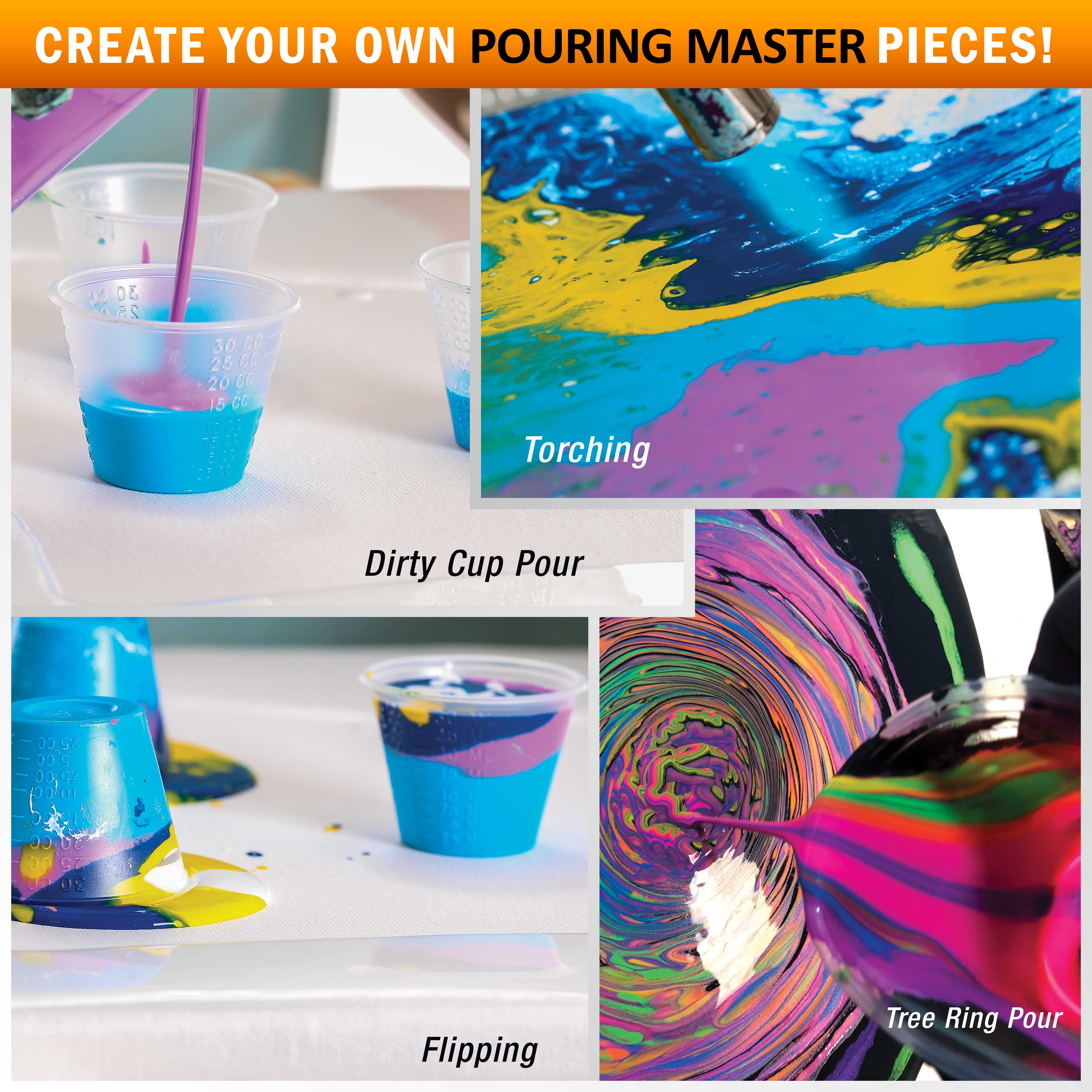 Pouring Masters Blue/Gold Iridescent Special Effects Pouring Paint - Quart Bottle - Acrylic Ready to Pour Pre-Mixed Water Based for Canvas, Wood, Paper, Crafts, Tile, Rocks and More