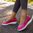 thumbnail image 5 of Pandaie Women's Slip on Casual Shoes Leather Espadrilles Wedge Loafers Round Toe Walking Office Business Work Fashion Sneakers Hot Pink 8, 5 of 8