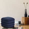 thumbnail image 4 of LR Home Small Fringe Striped Indoor Square Pouf, Navy Blue, 18" x 18" x 14", 4 of 8