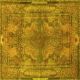 thumbnail image 1 of Ahgly Company Machine Washable Indoor Square Medallion Yellow Traditional Area Rugs, 4' Square, 1 of 4