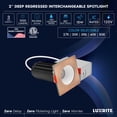 thumbnail image 7 of LUXRITE 2 In. LED Recessed Light, Round White & Square Copper Interchangeable Trim, 5CCT, 1000LM, 15W, CRI80, Dimmable, 7 of 7