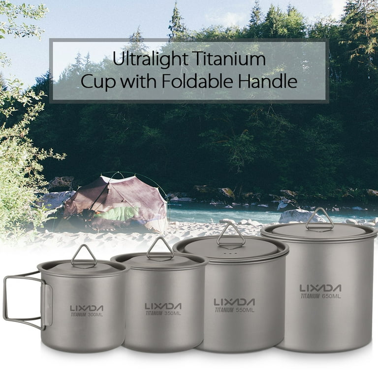 Topyond Camping Cup, Aluminum Oxide Camping Coffee Mug, Safe Ultra Light  High Strength Picnic Water Mug with Foldable Handle for Outdoor Drinkware