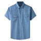 thumbnail image 2 of Camisas Elvqul de Caballero Liso Azul Claro Manga Corta Playa con Solapa Botones Con Bolsillos, 2 of 9