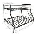 thumbnail image 6 of UHOMEPRO Bunk Bed Twin Over Full, Sturdy Metal Bunk Beds Twin Over Full Size, Heavy Duty Bunk Beds, Bed Frame with Flat Ladder, Metal Support Slat, Safety Guardrail, 78"Lx56"Wx58"H, Black, 6 of 9
