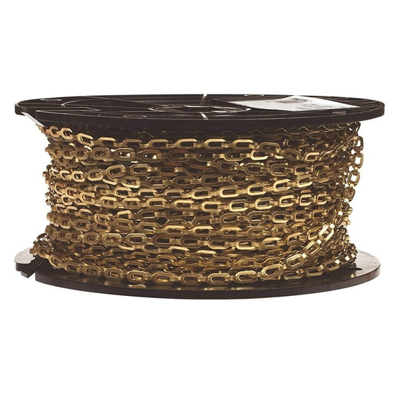 Campbell 0723817 Brass Plumbers Chain on Reel, Bright, 1/0 Trade, 0.02" Diameter, 200' Length, 35 lbs Load Capacity