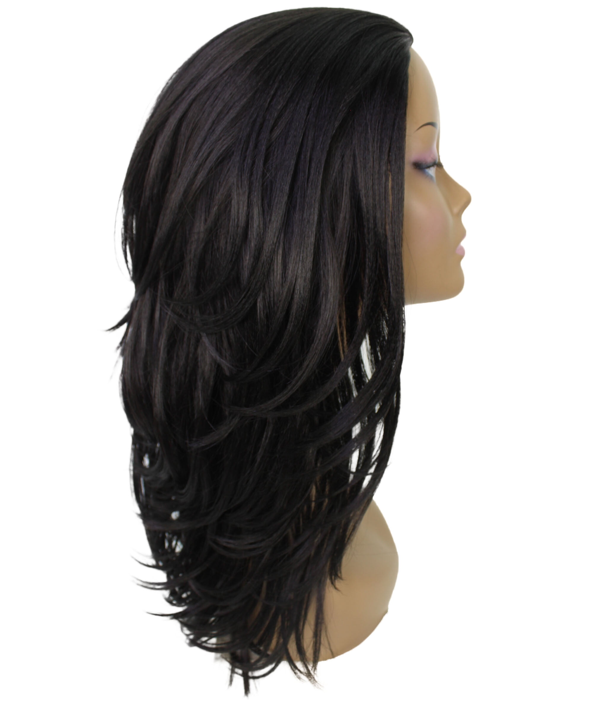 LUXLUXE Women Leal Curly Half Wig Layered Style Human Hair Blend 18.5" Natural Black
