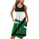 thumbnail image 1 of Camisón corto estampado con bolsillos para mujer, sin mangas, con pliegues, cuello redondo, de poliéster, 1 of 5