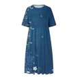 thumbnail image 4 of DailyTrove Women Round Neck 3/4 Sleeve Butterfly Floral Print Loose Side Pocket Flowy Midi Dress, 4 of 5
