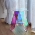 15.7” Round Iridescent Side Table Fully Assembled Colorful End Table ...