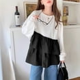 thumbnail image 6 of 2025 Fall New Collection Asymmetrical Hem Sweatshirt with Patchwork, Loose Fit Long Sleeve Pullover T-Shirt, 6 of 8