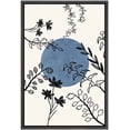thumbnail image 1 of PixonSign Framed Canvas Print Wall Art Mid-Century Floral Botanical Flowers Blue Circle Abstract Shapes Illustrations Modern Art Decorative Minimal for Living Room, Bedroom, Office - 16"x24" Black, 1 of 5