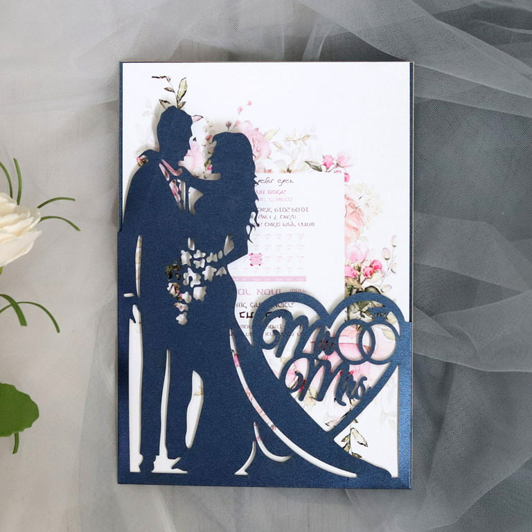  Wedding Invitations Cards Bride and Groom Scroll Invitations  for Engagement Bridal Shower Anniversary Marriage Mr Mrs Invites (S1098) :  Home & Kitchen