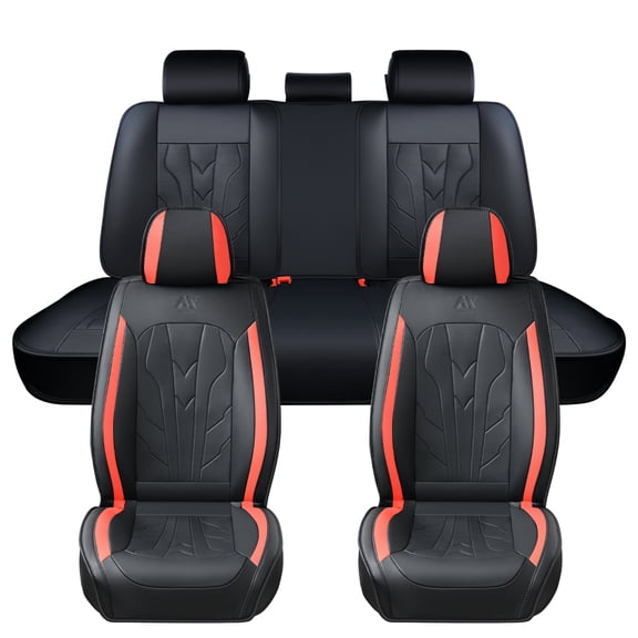2025 Car Seat Cover for HYUNDAI SONATA , Red Edge Car Seat Covers, Waterproof PU Leather Full Set of 5 Seats Non-slip Suitable for All Seasons, Protect Car Seats