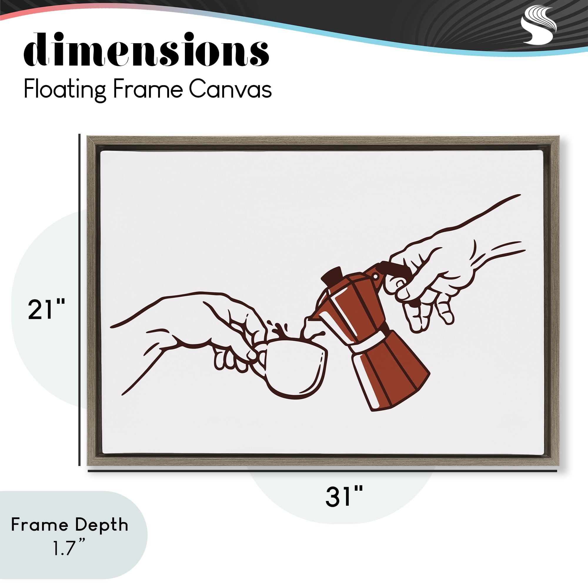 Stupell Industries Creation Of Coffee Classic Parody Brown Framed Floater Canvas Wall Art, design by Tobe Fonseca