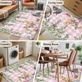 thumbnail image 5 of Hallway Runner Rugs 2.7x5 Ft, Spring Easter Non Slip Area Rugs for Kitchen Bedroom Entryway, Watercolor Floral Eggs Rabbits Leaf Pink Plaid Washable Carpet Runner Rug Floor Mats for Bedroom, 5 of 8