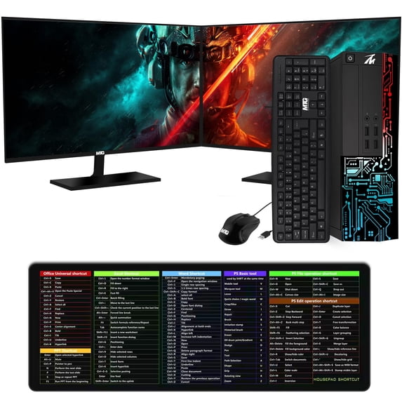 Restored TechMagnet Computer Desktop PC,Intel Core i7,Siwa 8,16GB RAM,128GB SSD Boot+2TB HDD,Dual 27 Inch Monitor,USB Wired Keyboard Mouse,XL Cheatsheet Desk Pad,WiFi,Win 11 Home