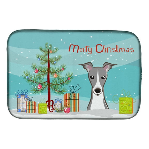 Christmas Tree and Italian Greyhound Dish Drying Mat