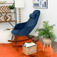thumbnail image 4 of Padova Mid Century Modern Indoor Nursery Velvet Rocking Chairs in Blue, 4 of 6