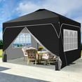 thumbnail image 2 of Ainfox 12x12 One-Push Pop up Canopy Tent with Sidewalls,Instant Outdoor Shade Gazebos with Weighted Sandbags,Black, 2 of 10