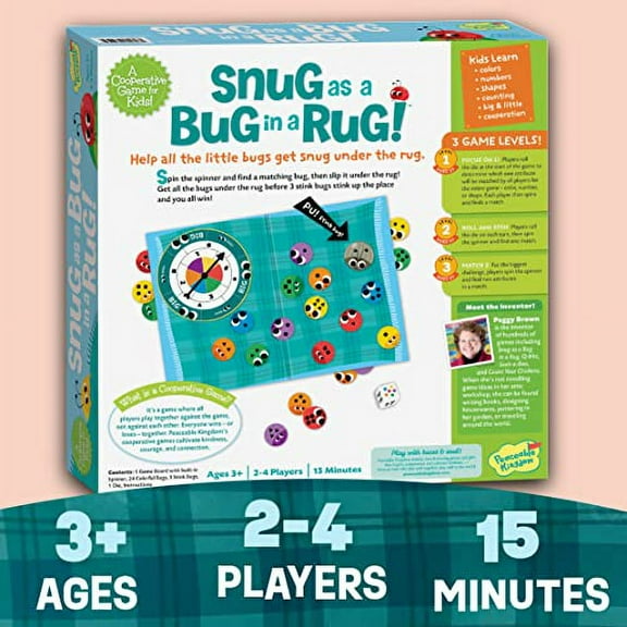 Peaceable Kingdom Snug as a Bug in a Rug Award Winning Cooperative Preschool Skills Builder Game for 2 to 4 - ages 3 