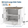 thumbnail image 2 of Table de Chevet Rustique de 24 Pouces avec Station de Recharge – Table d'Appoint Carrée avec Tablette Ajustable, Porte en Verre Trempé et Ports USB – Blanc, 2 of 8