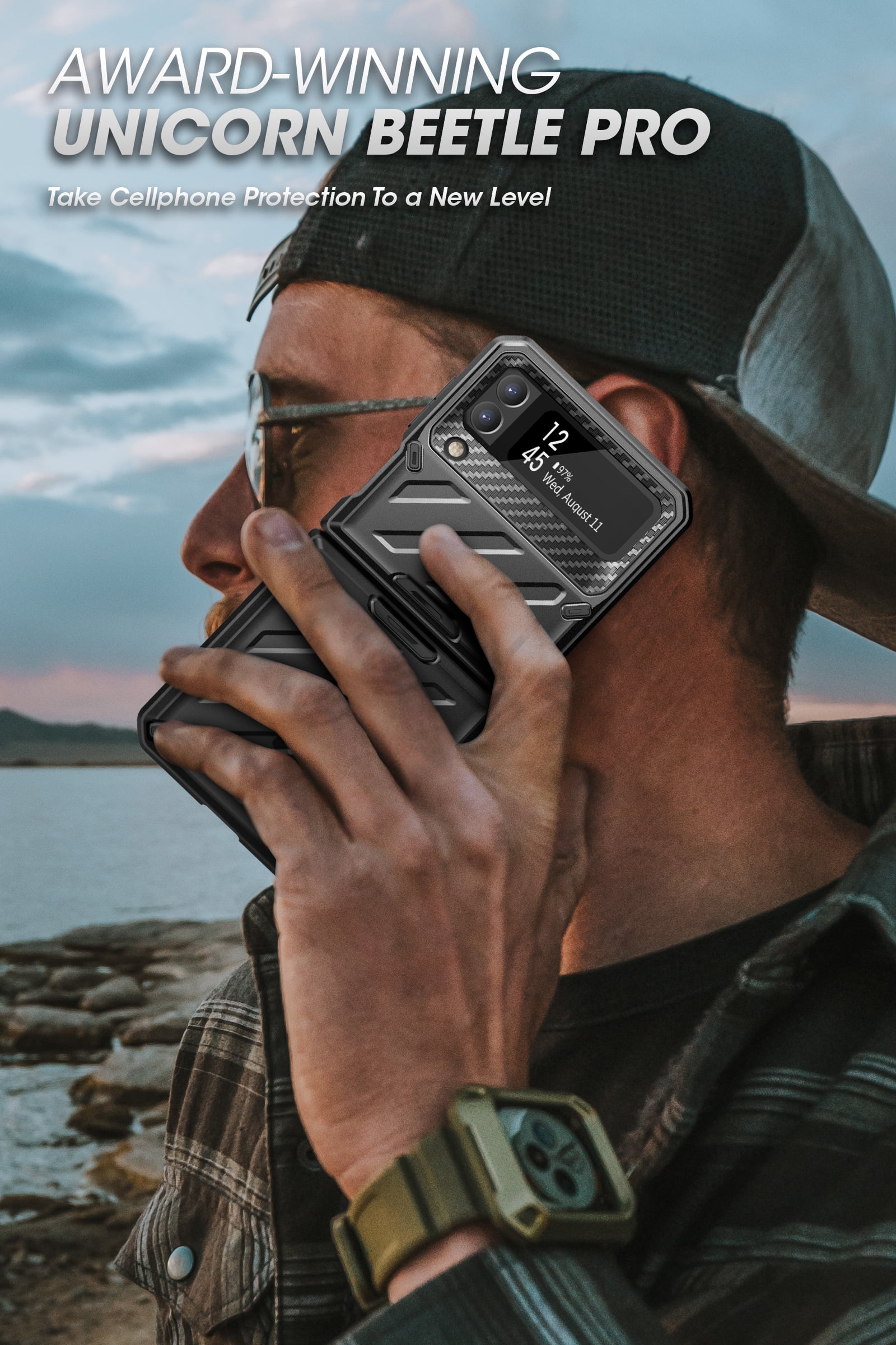 SUPCASE Unicorn Beetle Pro Series Rugged Protective Phone Case for Samsung Galaxy Z Flip 3, Black