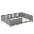 thumbnail image 2 of Bellemave Queen Size Floor Bed with Bookshelf, Wood Montessori Beds with Slats and Safety Guardrail, Low Profile Queen Bed Frame with Fence, No Box Spring Needed (Gray), 2 of 8