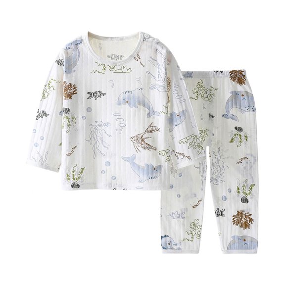 Hudaneo Baby Boy Clothes 3T 4T Boys Holiday 2 Piece Long Sleeve Cute Cartoon Print Outfit Set Sleepwear, Sky Blue 3-4 Years