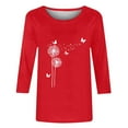 thumbnail image 4 of GEWSEY Women's Sunflower Graphic T Shirt Cute Funny Long Sleeve Casual Cotton Tee Tops (Red, XL), 4 of 5