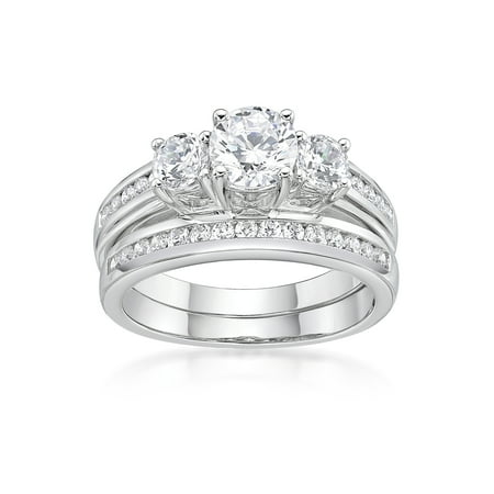 Sterling Silver Simulated Diamond Bridal Set Ring