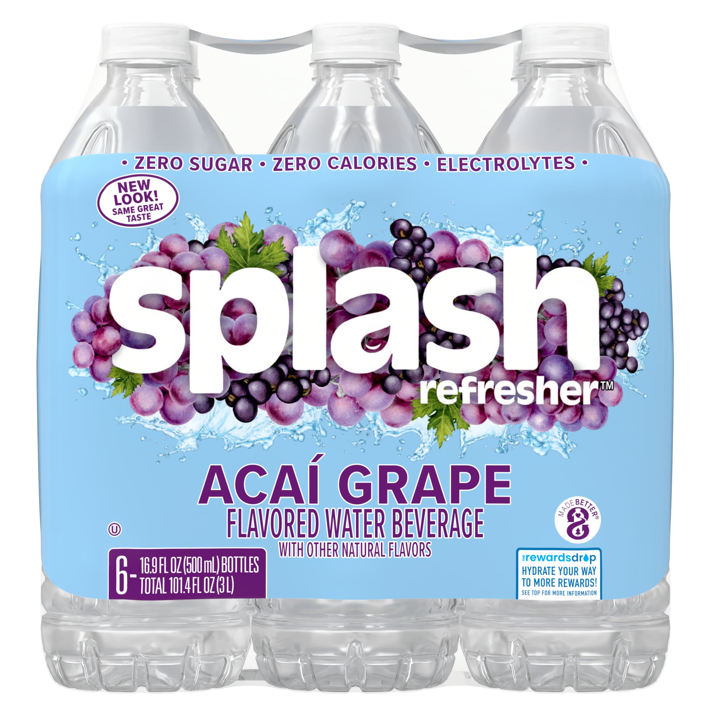 Splash Refresher Acai Grape Flavored Water, 16.9 fl oz, 6 Pack - image 5 of 9