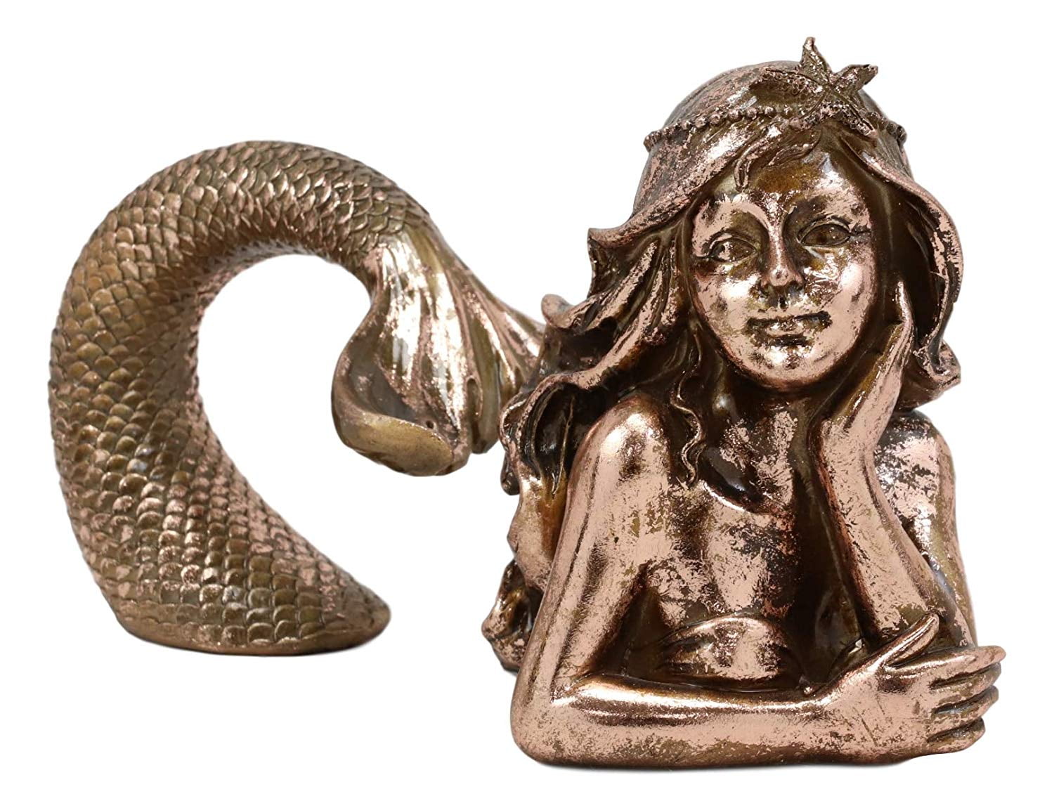 Ebros Aged Bronze Resin Seductive Siren of The Seas Mermaid Statue 7" Tall 