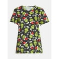 thumbnail image 2 of Dr. Seuss Grinch Women's Print V Neck Scrub Top, Sizes S-3XL, 2 of 5