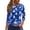 ALM38-Dark Blue, variant on 2026 Halloween Shirts For Women Goth Blood Rose Printed Blouse Crew Neck 3/4 Length Sleeve Casual Summer Mansion Tshirt Dark Blue L