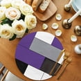 thumbnail image 2 of Purple Grey Round 15 Inch Placemats Set of 4, Modern Purple Geometric HeatResistant Non Slip Place Mats for Dining Table, Wipeable Braided Kitchen Table Mats for Housewarming, 2 of 9