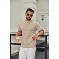 thumbnail image 3 of COOFANDY Men's Knitted T-Shirts Short Sleeve Mock Turtleneck Pullover Sweater Lightweight Thermal Tops Solid Basic Tee, 3 of 6