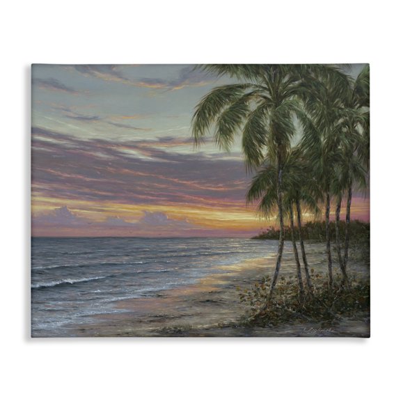 Stupell Industries Traditional Summer Beach Palm Trees Canvas Art, 30 x 24, by Martin Figlinski