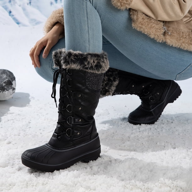 BlackTwig Women's Fur-Lined Ankle Boots - Genuine Suede, Faux Fur, Lace-Up Winter Booties 2 thumbnail image