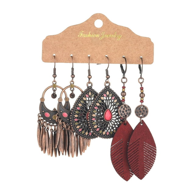 Women Earring Set 3 Pairs Set Of Turquoise Tassel Geometric Dangle Hook Earrings Jewelry Small Pearl Hoop Earrings Bulk Earrings for Women Hoop Earrings Face Earrings Women Earrings Hoops Stainless