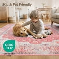thumbnail image 4 of ODIKA 5'x7' Washable Area Rug Mauve Dusty Vintage Scroll Distressed Boho Border Motifs Trellis for Small Living Room, Bedroom, Easy Care, Non-Shedding, Pet Friendly, 4 of 7