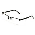 thumbnail image 2 of Men Premium Optical Frame Wide Large Head Reading Glasses Half Rim Metal - Clear Lens Reader DRM01 149MM +2.50, 2 of 5