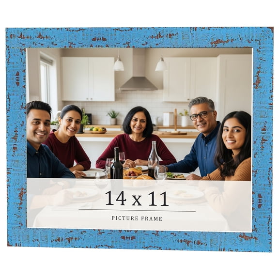 14x11 Frame Blue Solid Wood Picture Frame Width 1.125 Inches | Interior Frame Depth 0.5 Inches |