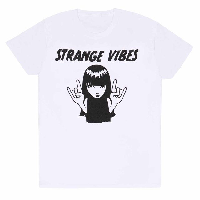 Emily The Strange - Camiseta Strange Vibes para Adultos Unisex (Blanco)